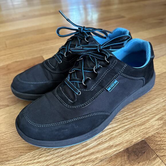 SAS SPORTY WOMEN’s SZ 9 M BLACK tennis Shoe Woth Blue Soles - 107 - Picture 6 of 16